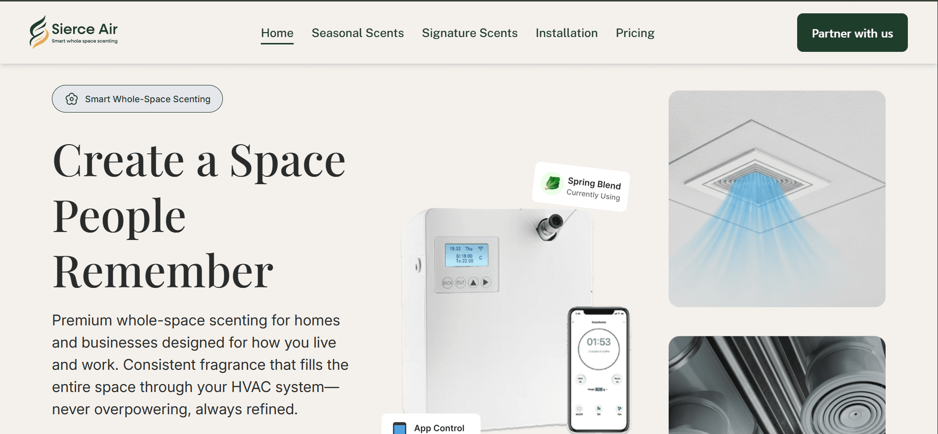 Sierce Air landing page cover showcasing smart whole-space scenting